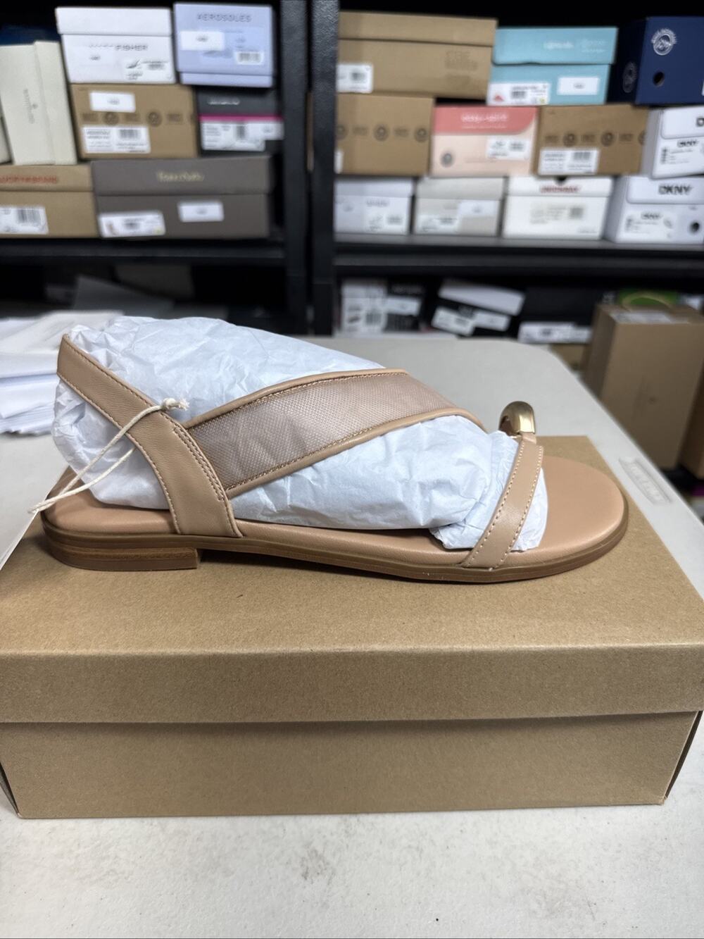 Women' 10 Sanctuary Suave 2.0 Toe Ring Flat Sandal, Slip-On Style with Cushioned